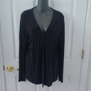 CHICO'S TRAVELERS Women's Jacket Black Stretch Slinky Open Cardigan Size 2